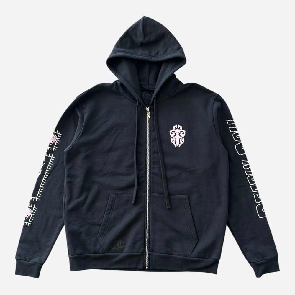 Chrome Hearts Black, White & Pink Deadly Doll Zip Up Hoodie